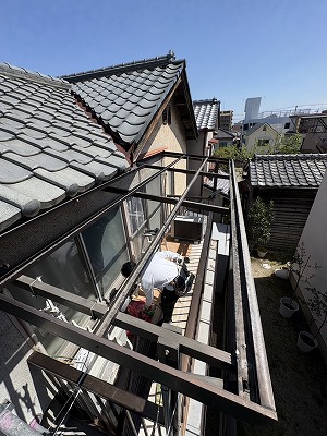 テラスの波板張替工事 施工Before写真